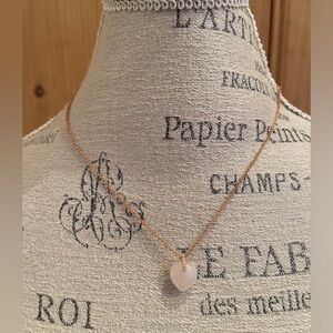 Pink heart pendent necklace with rose gold chain